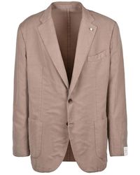 L.B.M. 1911 - Taupe Linen Cotton Rounded Blazer Jacket - Lyst