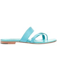 Manolo Blahnik - Teal Toe Ring Crisscross Leather Strappy Sandals - Lyst