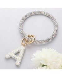 Fashnzfab - A- Bling Studded Initial Monogram Charm Bracelet Keychain Ab - Lyst