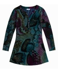 KAMENA - 1/4 Button Long Sleeve Tunic - Lyst