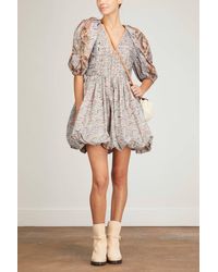Ulla Johnson - Gwen V-neck Puff Sleeve Pleated Mini Dress - Lyst