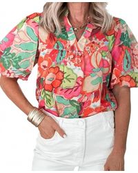 Thml - Puff Sleeve Flower Print Top - Lyst