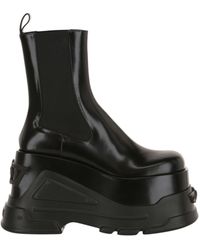 Versace - Platform Leather Ankle Boots - Lyst