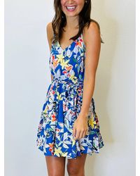 Skies Are Blue - Floral Dress With Braided Tie - Lyst