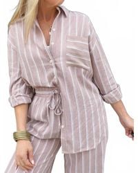 Eesome - Soft Washed Striped Button Down Shirt - Lyst