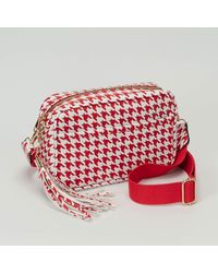 Fashnzfab - Faux Leather Houndstooth Pattern Crossbody Bag - Lyst