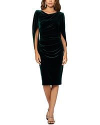 Betsy & Adam - Petites Velvet Cape Sleeves Cocktail And Party Dress - Lyst