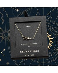 Fashnzfab - Secret Box_14K Dipped Cz Taurus Zodiac Sign Pendant Necklace - Lyst