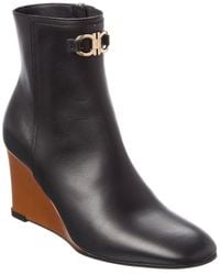 Ferragamo - Catuja Leather Wedge Bootie - Lyst
