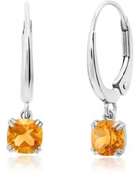 Nicole Miller - 10k White Or Yellow Gold Cushion Cut 5mm Gemstone Dangle Lever Back Earrings - Lyst