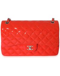 Chanel - Quilted Patent Leather Jumbo Double Flap Bag - Lyst