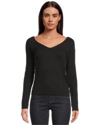 Madewell - Double V Neck Top Jet Stretch Slim Long Sleeve Gbo3174 - Lyst