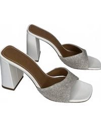 STAUD - Sloane Beaded High Block Heeled Sandals - Lyst