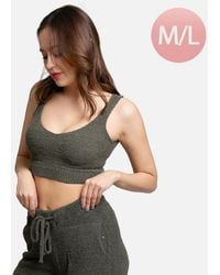 TRUEDAMES - Solid V Neck Crop Top - Lyst