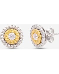Roberto Coin - Siena 18k White & Yellow Gold Diamond Dot Stud Earrings 111477averx0 - Lyst