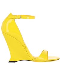 Ferragamo - Vidette Patent Leather Wedge Sandals - Lyst