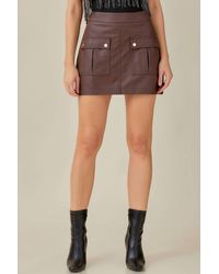 Mustard Seed - Double Down Two Pocket Leather Skort - Lyst