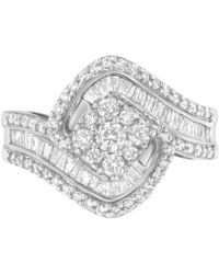Haus of Brilliance - 14K 1.0 Cttw Baguette & Brilliant-Cut Diamond Round Floral Cluster Engagement Or Fashion Ring With Swirl Wrapped Triple Row Band - Lyst