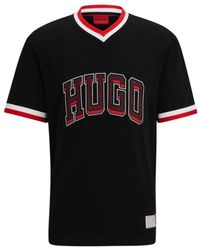 HUGO - Cotton-jersey Relaxed-fit T-shirt With Sporty Logo - Lyst