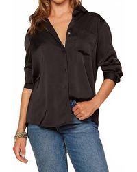 Skies Are Blue - Long Sleeve Satin Blouse - Lyst