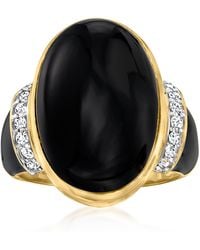 Ross-Simons - Onyx And Diamond Ring With Enamel - Lyst