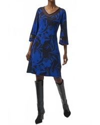 Joseph Ribkoff - Floral Print V-Neck 3/4 Sleeve A-Line Dress - Lyst