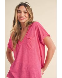 AEMI + CO - Zoie V-Neck Short Sleeve Top - Lyst