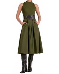 Elan - Sleeveless Mock Neck Midi Dress - Lyst