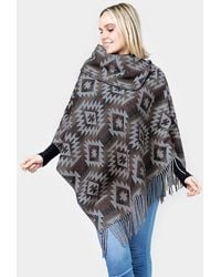 TRUEDAMES - Western Pattern Tassel Poncho - Lyst