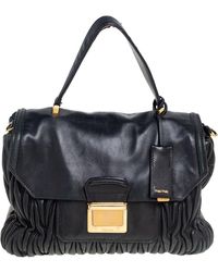 Miu Miu - Matelassé Leather Push Lock Top Handle Bag - Lyst