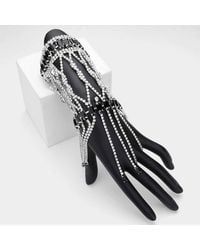 Fashnzfab - Marquise Stone Cluster Embellished Rhinestone Paved Hand Chain Evening Bracelet Jet - Lyst
