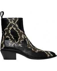 Bally - Gaiman Snake Embossed Leather Boots - Lyst