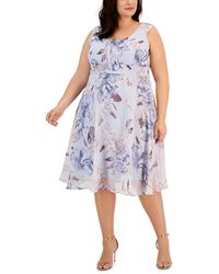 Connected Apparel - Plus Floral Sleeveless Midi Dress - Lyst