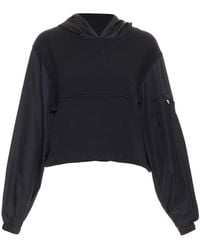 Prada - Re-Nylon Sleeve Triangle Logo Cotton Cropped Hoodie - Lyst