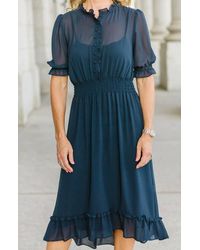 Kensie Clementine Ruffled Dress - Blue