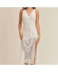 Sage the Label - Pearly Paige Ruched Detail Lace Midi Dress - Lyst