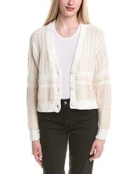 Autumn Cashmere - Cotton By 2-Tone Jacquard Cropped V-Neck Cardigan - Lyst