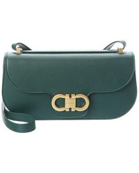 Ferragamo - Gancini Double Leather Shoulder Bag - Lyst