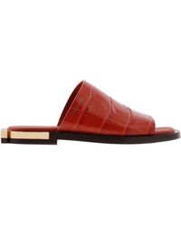 Ferragamo - Gancini Heel Aline Leather Slides - Lyst