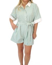 Jodifil - Striped Belted Button-Front Romper - Lyst