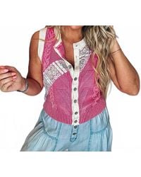 Pol - Sweet & Chic Patchwork Sweater Vest Top - Lyst
