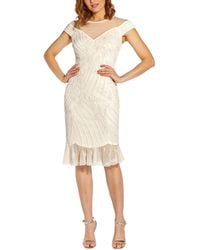 Adrianna Papell - Beaded Knee Length Cocktail And Party Dress - Lyst
