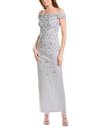 Adrianna Papell Off-the-shoulder Gown - Gray