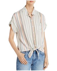 Beach Lunch Lounge Arianna Striped Button-down Wrap Top in Red | Lyst