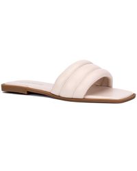 Olivia Miller - Indigo Faux Leather Slip-on Slide Sandals - Lyst