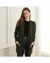 TRUEDAMES - Solid Color Knit Ribbed Open Front Cardigan With Pockets - Lyst