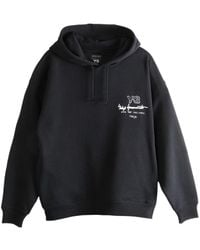 Y-3 - Graphic-Print Cotton Hoodie With Drawstring Hood - Lyst