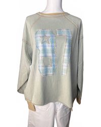 Easel - Number Graphic Patch Washed Terry Pullover Top - Lyst
