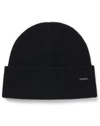 BOSS - Logo-Plaque Beanie Hat - Lyst