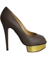 Charlotte Olympia - Charlotte Olympia Peep-Toe Leather Platforms - Lyst